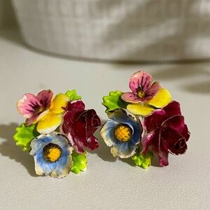 Vintage Dresden floral Earrings made in England